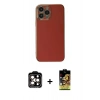 MARSİLYAN™- iPhone 15 Pro Max Kılıf Yankı Serisi - Siyah Buffer Cam Ekran Koruyucu + PVD Metal Kamera Lens - TU