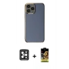MARSİLYAN™- iPhone 15 Pro Max Kılıf Yankı Serisi - Siyah Buffer Cam Ekran Koruyucu + PVD Metal Kamera Lens - SH