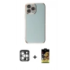 MARSİLYAN™- iPhone 15 Pro Max Kılıf Yankı Serisi - Siyah Buffer Cam Ekran Koruyucu + PVD Metal Kamera Lens - GS