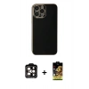 MARSİLYAN™- iPhone 15 Pro Max Kılıf Yankı Serisi - Siyah Buffer Cam Ekran Koruyucu + PVD Metal Kamera Lens - TU