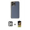 MARSİLYAN™- iPhone 15 Pro Max Kılıf Yankı Serisi - Siyah Buffer Cam Ekran Koruyucu + PVD Metal Kamera Lens - GS