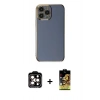 MARSİLYAN™- iPhone 15 Pro Max Kılıf Yankı Serisi - Siyah Buffer Cam Ekran Koruyucu + PVD Metal Kamera Lens - TU