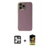 MARSİLYAN™- iPhone 15 Pro Max Kılıf Yankı Serisi - Siyah Buffer Cam Ekran Koruyucu + PVD Metal Kamera Lens - GS