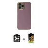 MARSİLYAN™- iPhone 15 Pro Max Kılıf Yankı Serisi - Siyah Buffer Cam Ekran Koruyucu + PVD Metal Kamera Lens - TU