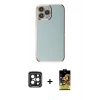 MARSİLYAN™- iPhone 15 Pro Max Kılıf Yankı Serisi - Siyah Buffer Cam Ekran Koruyucu + PVD Metal Kamera Lens - SH