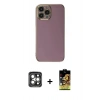 MARSİLYAN™- iPhone 15 Pro Max Kılıf Yankı Serisi - Siyah Buffer Cam Ekran Koruyucu + PVD Metal Kamera Lens - GI