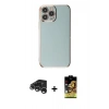 MARSİLYAN™- iPhone 15 Pro Max Kılıf Yankı Serisi - Siyah Buffer Cam Ekran Koruyucu + Raze Metal Kamera Lens - GS