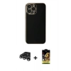 MARSİLYAN™- iPhone 15 Pro Max Kılıf Yankı Serisi - Siyah Buffer Cam Ekran Koruyucu + Raze Metal Kamera Lens - GS