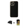 MARSİLYAN™- iPhone 15 Pro Max Kılıf Yankı Serisi - Siyah Buffer Cam Ekran Koruyucu + Raze Metal Kamera Lens - SH