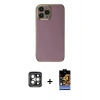 MARSİLYAN™- iPhone 15 Pro Max Kılıf Yankı Serisi - Siyah Buffer Hayalet Cam Ekran Koruyucu + PVD Metal Kamera Lens - GI