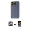 MARSİLYAN™- iPhone 15 Pro Max Kılıf Yankı Serisi - Siyah Buffer Hayalet Cam Ekran Koruyucu + PVD Metal Kamera Lens - GI