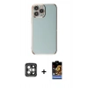 MARSİLYAN™- iPhone 15 Pro Max Kılıf Yankı Serisi - Siyah Buffer Hayalet Cam Ekran Koruyucu + PVD Metal Kamera Lens - GI