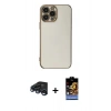 MARSİLYAN™- iPhone 15 Pro Max Kılıf Yankı Serisi - Siyah Buffer Hayalet Cam Ekran Koruyucu + Lacivert Raze Metal Kamera Lens