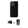 MARSİLYAN™- iPhone 15 Pro Max Kılıf Yankı Serisi - Siyah Buffer Hayalet Cam Ekran Koruyucu + Lacivert Raze Metal Kamera Lens