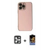 MARSİLYAN™- iPhone 15 Pro Max Kılıf Yankı Serisi - Siyah Buffer Hayalet Cam Ekran Koruyucu + PVD Metal Kamera Lens - LT