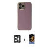 MARSİLYAN™- iPhone 15 Pro Max Kılıf Yankı Serisi - Siyah Buffer Hayalet Cam Ekran Koruyucu + PVD Metal Kamera Lens - SH