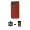 MARSİLYAN™- iPhone 15 Pro Max Kılıf Yankı Serisi - Siyah Buffer Hayalet Cam Ekran Koruyucu + PVD Metal Kamera Lens - TU