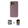 MARSİLYAN™- iPhone 15 Pro Max Kılıf Yankı Serisi - Siyah Buffer Hayalet Cam Ekran Koruyucu + PVD Metal Kamera Lens - LT