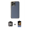 MARSİLYAN™- iPhone 15 Pro Max Kılıf Yankı Serisi - Siyah Buffer Hayalet Cam Ekran Koruyucu + PVD Metal Kamera Lens - TU