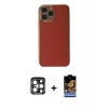 MARSİLYAN™- iPhone 15 Pro Max Kılıf Yankı Serisi - Siyah Buffer Hayalet Cam Ekran Koruyucu + PVD Metal Kamera Lens - LT