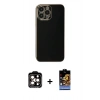 MARSİLYAN™- iPhone 15 Pro Max Kılıf Yankı Serisi - Siyah Buffer Hayalet Cam Ekran Koruyucu + PVD Metal Kamera Lens - TU