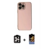 MARSİLYAN™- iPhone 15 Pro Max Kılıf Yankı Serisi - Siyah Buffer Hayalet Cam Ekran Koruyucu + PVD Metal Kamera Lens - TU