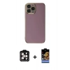 MARSİLYAN™- iPhone 15 Pro Max Kılıf Yankı Serisi - Siyah Buffer Hayalet Cam Ekran Koruyucu + PVD Metal Kamera Lens - TU