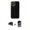 MARSİLYAN™- iPhone 15 Pro Max Kılıf Yankı Serisi - Siyah Buffer Hayalet Cam Ekran Koruyucu + Raze Metal Kamera Lens - GS