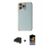 MARSİLYAN™- iPhone 15 Pro Max Kılıf Yankı Serisi - Siyah Buffer Hayalet Cam Ekran Koruyucu + Raze Metal Kamera Lens - TMGI