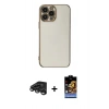 MARSİLYAN™- iPhone 15 Pro Max Kılıf Yankı Serisi - Siyah Buffer Hayalet Cam Ekran Koruyucu + Raze Metal Kamera Lens - TMGI