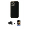 MARSİLYAN™- iPhone 15 Pro Max Kılıf Yankı Serisi - Siyah Buffer Hayalet Cam Ekran Koruyucu + Raze Metal Kamera Lens - SH