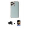 MARSİLYAN™- iPhone 15 Pro Max Kılıf Yankı Serisi - Siyah Buffer Hayalet Cam Ekran Koruyucu + Raze Metal Kamera Lens - SH