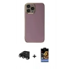 MARSİLYAN™- iPhone 15 Pro Max Kılıf Yankı Serisi - Siyah Buffer Hayalet Cam Ekran Koruyucu + Raze Metal Kamera Lens - SH