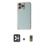 MARSİLYAN™- iPhone 15 Pro Max Kılıf Yankı Serisi - Siyah Joko Magic 5D Hayalet Cam + PVD Metal Kamera Lens - SH