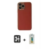 MARSİLYAN™- iPhone 15 Pro Max Kılıf Yankı Serisi - Siyah Polymer Nano Ekran Koruyucu + PVD Metal Kamera Lens - GI
