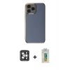 MARSİLYAN™- iPhone 15 Pro Max Kılıf Yankı Serisi - Siyah Polymer Nano Ekran Koruyucu + PVD Metal Kamera Lens - GI