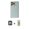 MARSİLYAN™- iPhone 15 Pro Max Kılıf Yankı Serisi - Siyah Polymer Nano Ekran Koruyucu + PVD Metal Kamera Lens - GI