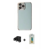MARSİLYAN™- iPhone 15 Pro Max Kılıf Yankı Serisi - Siyah Polymer Nano Ekran Koruyucu + Raze Metal Kamera Lens - SH