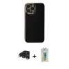 MARSİLYAN™- iPhone 15 Pro Max Kılıf Yankı Serisi - Siyah Polymer Nano Ekran Koruyucu + Raze Metal Kamera Lens - LT