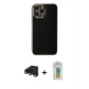 MARSİLYAN™- iPhone 15 Pro Max Kılıf Yankı Serisi - Siyah Polymer Nano Ekran Koruyucu + Raze Metal Kamera Lens - SH
