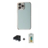 MARSİLYAN™- iPhone 15 Pro Max Kılıf Yankı Serisi - Siyah Polymer Nano Ekran Koruyucu + Raze Metal Kamera Lens - LT