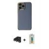 MARSİLYAN™- iPhone 15 Pro Max Kılıf Yankı Serisi - Siyah Polymer Nano Ekran Koruyucu + Raze Metal Kamera Lens - TMGI