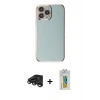 MARSİLYAN™- iPhone 15 Pro Max Kılıf Yankı Serisi - Siyah Polymer Nano Ekran Koruyucu + Raze Metal Kamera Lens - TMGI