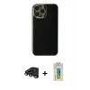 MARSİLYAN™- iPhone 15 Pro Max Kılıf Yankı Serisi - Siyah Polymer Nano Ekran Koruyucu + Raze Metal Kamera Lens - TMGI
