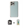 MARSİLYAN™- iPhone 15 Pro Max Kılıf Yankı Serisi - Siyah Polymer Nano Ekran Koruyucu + PVD Metal Kamera Lens - TU