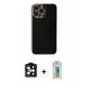 MARSİLYAN™- iPhone 15 Pro Max Kılıf Yankı Serisi - Siyah Polymer Nano Ekran Koruyucu + PVD Metal Kamera Lens - TU