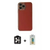 MARSİLYAN™- iPhone 15 Pro Max Kılıf Yankı Serisi - Siyah Polymer Nano Ekran Koruyucu + PVD Metal Kamera Lens - TU