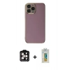 MARSİLYAN™- iPhone 15 Pro Max Kılıf Yankı Serisi - Siyah Polymer Nano Ekran Koruyucu + PVD Metal Kamera Lens - TU