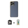 MARSİLYAN™- iPhone 15 Pro Max Kılıf Yankı Serisi - Siyah Polymer Nano Ekran Koruyucu + PVD Metal Kamera Lens - TU