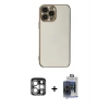 MARSİLYAN™- iPhone 15 Pro Max Kılıf Yankı Serisi - Siyah Vanessa Magic Cam + Gümüş PVD Metal Kamera Lens